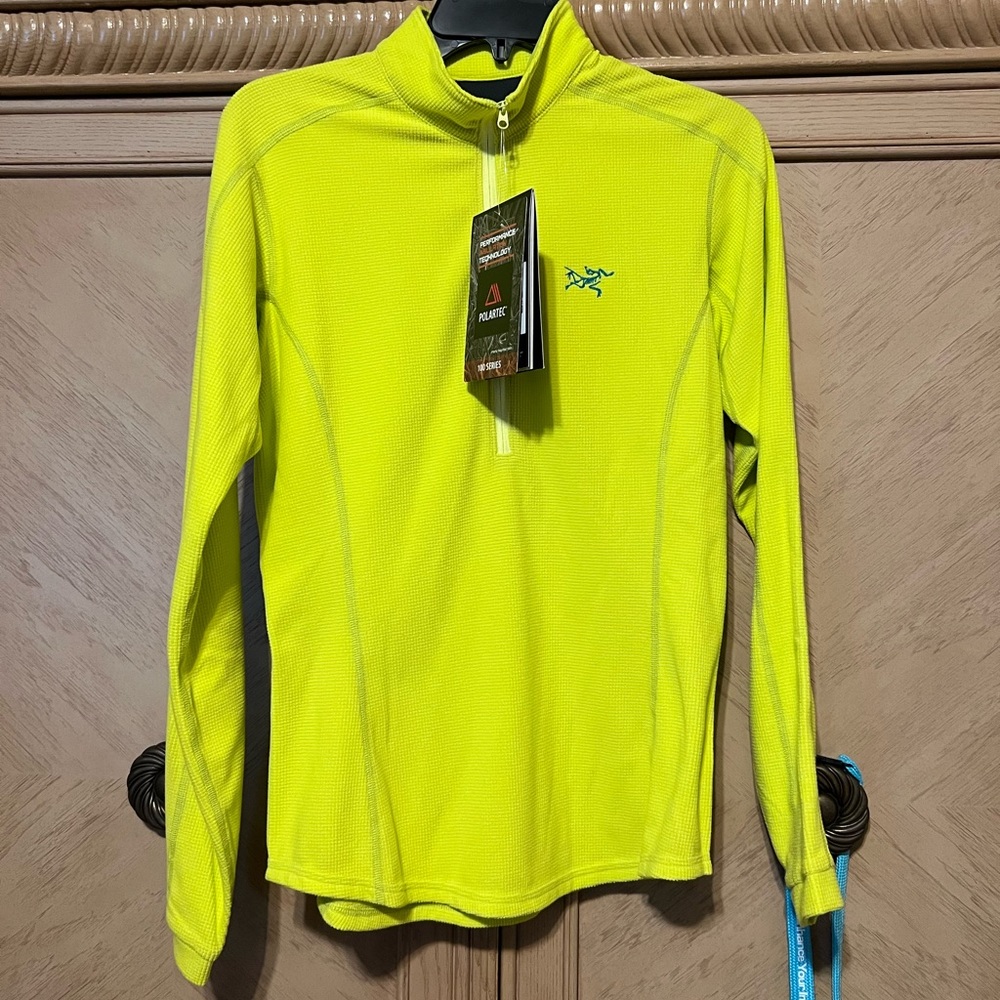 Arc’teryx 1/4 Zip Waffle Knit Yellow Thermal Sweater